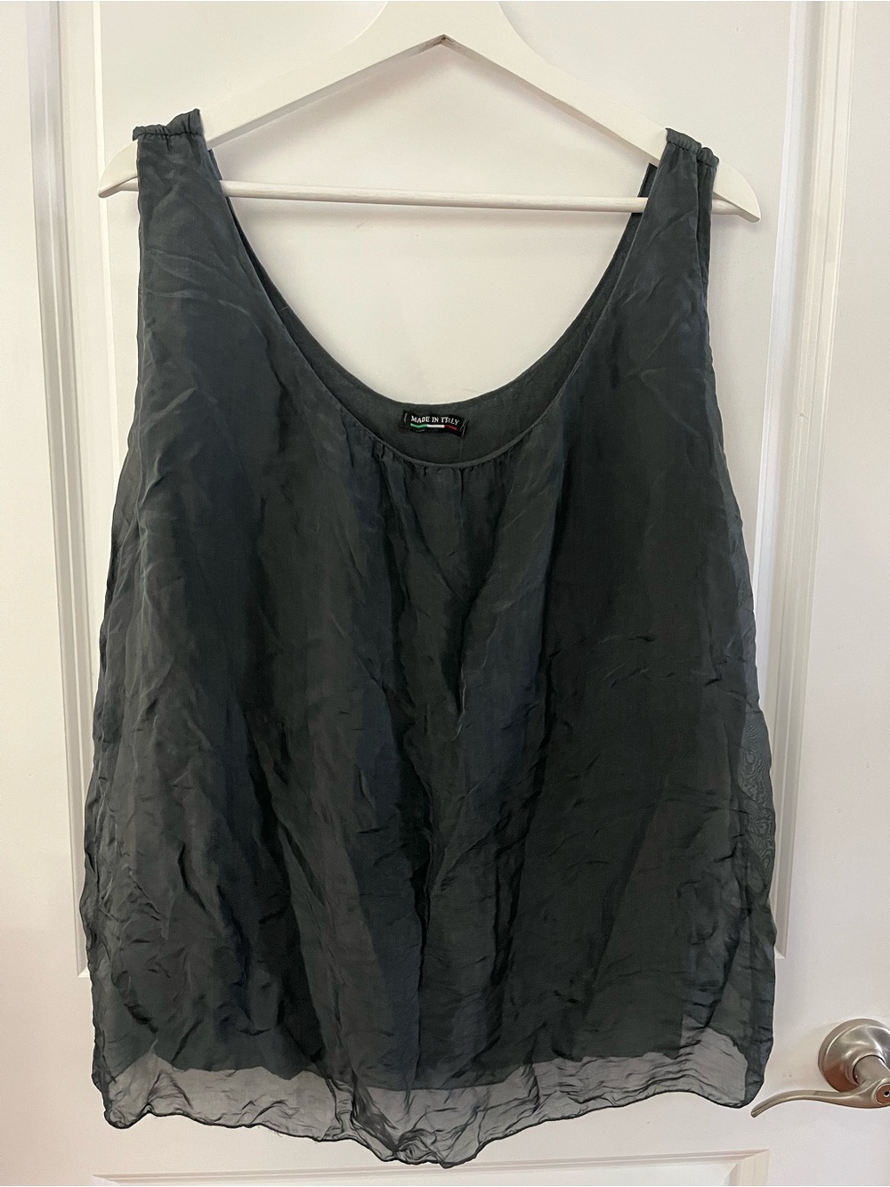 Black Sleeveless Silk Tank Top